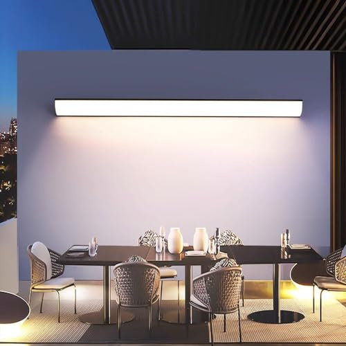 Terrasse Wasserdicht Außenwandleuchten Modern LED Aluminium Aussen Gartenleuchte Schwarz Wandleuchte Außen Lange Lichtleiste für Schlafzimmer Wohnzimmer Garten Flur Außenbeleuchtung (Dimmbar,150cm)