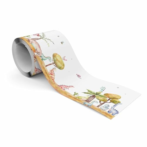 Muralo Bordüre Selbstklebend Dinosaurier, Wandbordüre - 10x300 cm | Tapetenbordüre, Modernes Design, UV-beständig, halbmatt, glatt und abriebfest - ideal für das Kinderzimmer