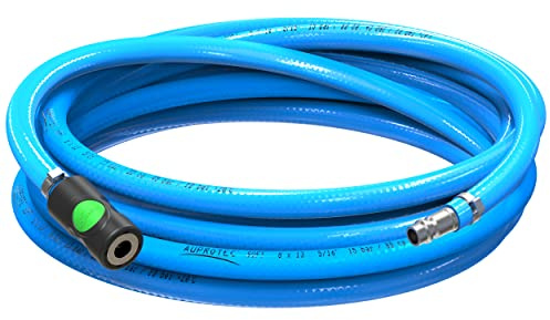 AUPROTEC Druckluftschlauch Set 8mm Ø Innen 3m PVC-Schlauch I Mit Prevost S1 Sicherheits Kupplung für Druckluft-Kompressor I AUPROTEC Kompressorschlauch hochflexibel