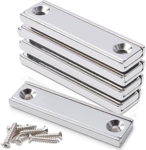 Magnete Stark Mit Loch, 40 x 13.5 x 5mm Neodym Magnet Extra Stark, 5Pcs Rechteckig Stark Magnete Flach, Magneten Starker Halt, Magnet e Set Zum Schrauben【5Stück】