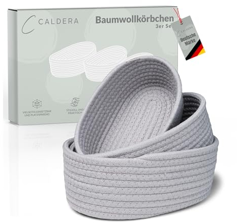 CALDERA® Elegante Körbchen im 3er-Set als Wickeltisch Organizer, perfektes Wickeltisch Zubehör für junge Familien, stilvolle Körbe als Wickelkommode Organizer, Aufbewahrungskorb für Wickelartikel