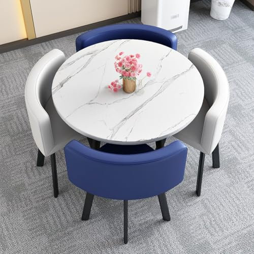 YDkjwjw 80 cm großer Küchentisch und Stühle für 4 Personen, runder Esstisch und Stühle, Kleiner Besprechungstisch, Stuhl-Set für Büro, Konferenz, Geschäftsempfang