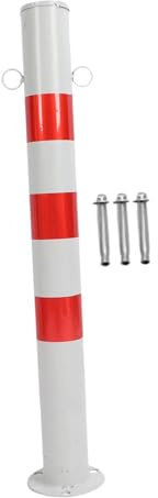 Milageto Barrera de estacionamiento de bolardo seguro de 75 cm de alto, color rojo y, accesorios de protección de acero para hoteles, supermercados, Anillo Doble