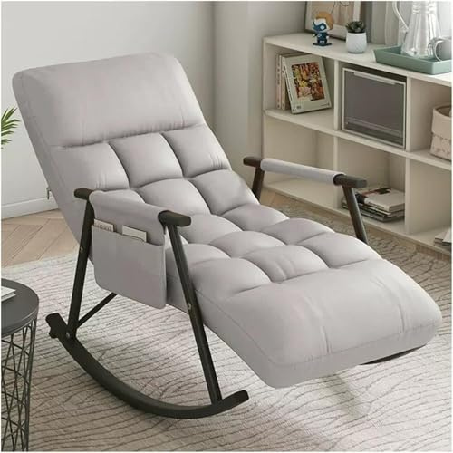 Gungstol Rocker Recliner Stol Lounge Chair Modern Fåtölj Lounge Bekväm sidostol med högt ryggstöd för vardagsrummet Sovrum(Grå2)