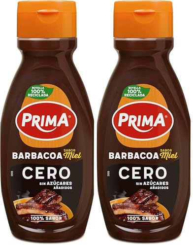 Prima salsa barbacoa Cero con sabor a miel. 420 g (Paquete de 2)