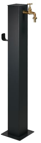 Fontana da Giardino Design a Colonna Quadrata Rubinetto in Ottone e Base 5 mm Antracite