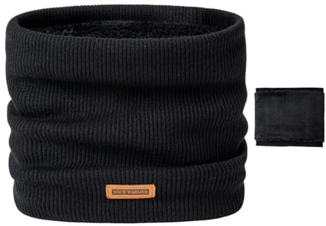 LIANRISES Snoods For Men, Neck Warmer Women Mens Snood, Golf Snoods For Men, Black Snood Scarf Thermal Thick Knitted Windproof Circle Scarf Arctic Velvet for Cycling Running Skiing