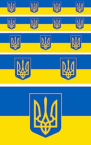 Daged Ukraine Aufkleber Karte 14 Stück - PKW Auto Motorrad Biker Flagge Fahne Vinyl 14 F