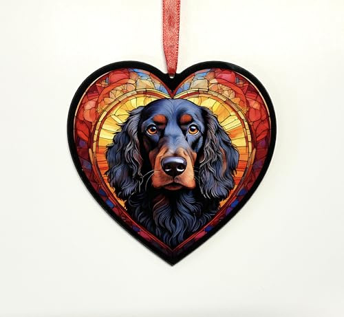 Working Cocker Spaniel Black Heart Suncatcher - Memorial or Gift for Dog Lovers - 13cm