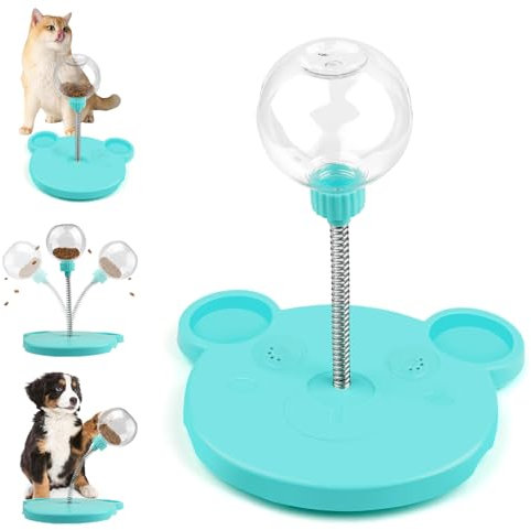 MOKIDO Futterball für Hunde, Intelligenzspielzeug, Wackelndes Leckerli Spielzeug, Leckerli Ball für Katzen, Interaktives Haustierspielzeug für kleine, mittlere, große Hunde(Blau)