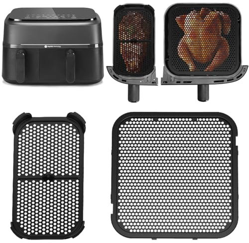 Grille Anti Projection pour Philips 3000 Dual Basket,2 Pcs Réutilisable Accessoires Air Fryer Moule Air Fryer Plat Silicone Air Fryer pour Philips 3000 Series NA350 et 5000 Series NA550 6L/3L