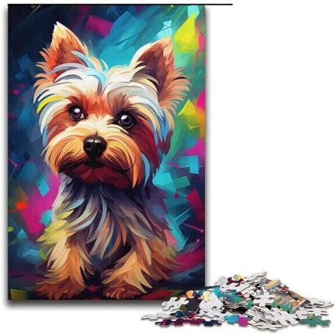 Jigsaw Puzzles for Adults 1000 Piece Colorful Yorkshire Terrier Jigsaw Puzzle Toys Gift Wall Decoration Unique Birthday And Xmas Gifts Size 38x26cm