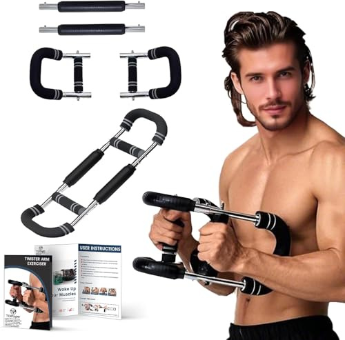TOPtoper Twister Armtrainer 2025 Neue Brust Trainer für Unterarme, verstellbare Trainingsstange mit Feder, armdrücken brustmuskel trainingsgeräte (Grey, 60-100lbs)