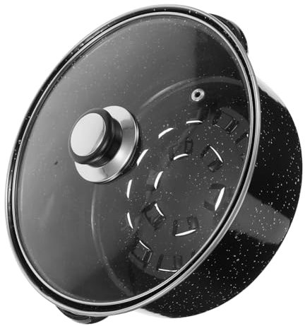 SOLUSTRE Induktionsgrillplatte Kochpfanne Mit Deckel Grillpfannen Für Herdplatten Emaillierte Pfanne Antihaftbeschichtete Grillplatte