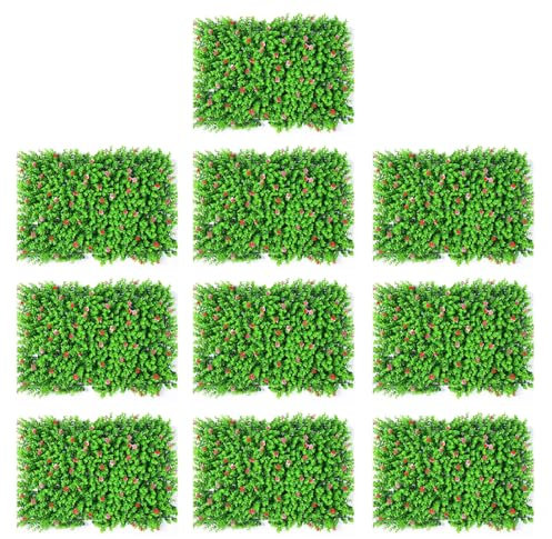 Uqezagpa Artificial Boxwood Hedge Mat Decorative Artificial Boxwood Mat with Flower for Room & Garden