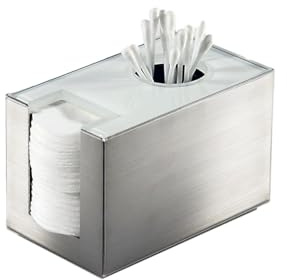 Schönbeck Design Wattepadhalter, Ohrstäbchenhalter, Edelstahl und weißes oder schwarzes Acrylglas - Made in Germany (gebürstet/weiß)