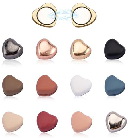 DIFLAX 12 Paires Hijab Aimant en Forme de Cœur Broche Magnétiques Sans Épingle Puissante Aimants à Pince d’Écharpe Colorée Boutons Polyvalent pour Écharpes Hijab Chemises Robes (12 Couleurs)