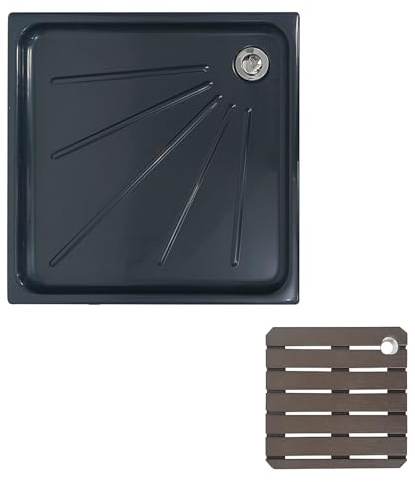 Wohnmobil-Duschwanne 24 X 24 Zoll, Temporäre Dusche, Quadratische Acryl-Duschwanne Mit Pop-up-Abfluss Und Rutschfester Matte, Camping-Duschwanne, Duschboden, Außenduschwanne(Gray+Gray)