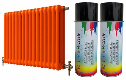 Radiator Aerosol Spray Paint Heat Resistant To 100ºC - Quick Air Drying No Primer Needed anti rust moisture resistant Metallic and Solid Colours (Tangoed Orange)