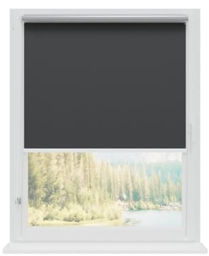 RENA Rollos Für Fenster Ohne Bohren - Thermorollo Verdunklungsrollo - Weiße Kette Verstellbar - Hitzeschutz Sichtschutz - 90 x 120 cm Graphit Silber