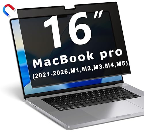 YBTFBG Magnetischer Blickschutzfolie für Macbook Pro 16 Zoll (2021-2026, M1, M2, M3, M4, M5, Pro, Max), Abnehmbarer Laptop Sichtschutzfilter und Blendfreier Blaulicht Sichtschutzfolie