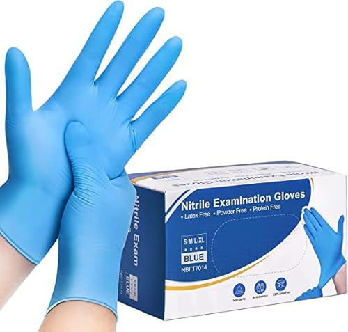 HIVEHYPE Disposable Nitrile Gloves Blue – Latex Free, Powder Free Exam Gloves, Multi-Purpose Non-Sterile Disposable Gloves for Medical, Cleaning, Food Prep, Industrial Use (500, MEDIUM)
