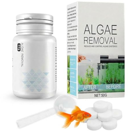 Algae Remover Fish Tank Cleaner Aquatic Algaecide with Spoon, Quick Clear Moss Green Water and Algae, Healthy Environment for Plant