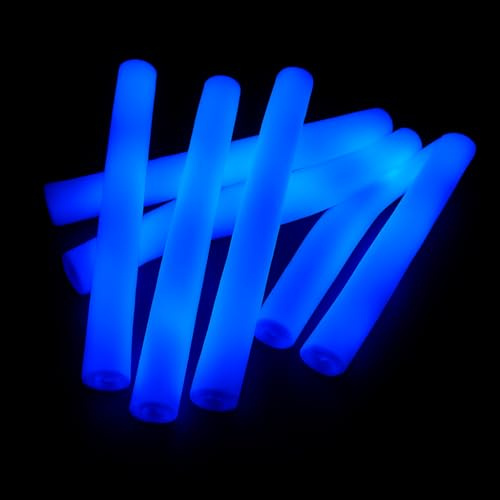 zenda club® Set di 50 bastoncini luminosi a LED, 48 cm, colore: blu, in schiuma, 3 modalità (lampeggiamento veloce, lento, alternativo), ideale per feste, concerti, festival, compleanni