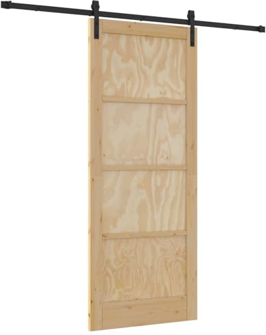 vidaXL Porta scorrevole Naturale 86 x 211 cm Legno Massello di Pino