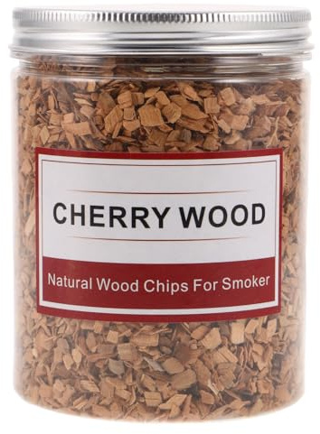 Yardwe 1 Scatola Trucioli di Legno di Ciliegio Accensione Rapida e Fumo Costante Legno Naturale 125g per Affumicare Carne e Barbecue per Campeggio e Grigliate