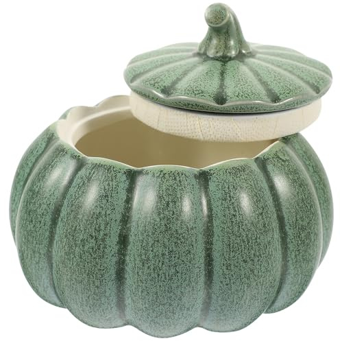 Cabilock Cuenco de Cerámica Forma de Calabaza Decorativo para Cocinar y Servir Sopa, Capacidad 500ml, Tapa, sin Rebabas, Adecuado para Guisar y Salpicar