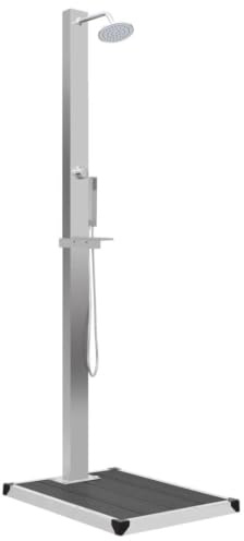 Helloshop26 Doccia esterna con Piatto Doccia WPC Acciaio Inossidabile Grigio 02_0042028