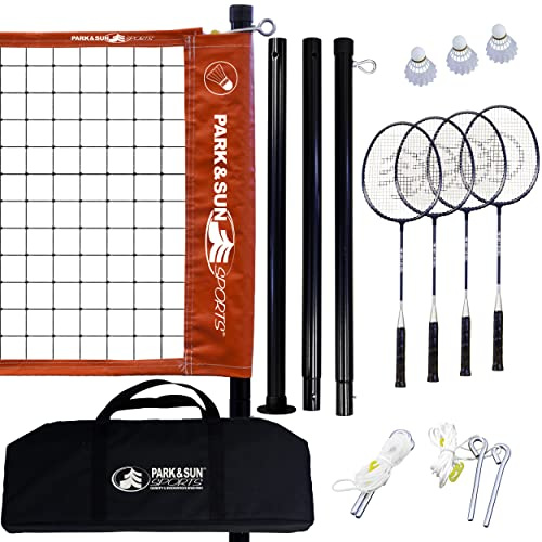 Park & Sun Sports tragbar Outdoor Badminton Net System mit Tragetasche und Zubehör: Sport Serie