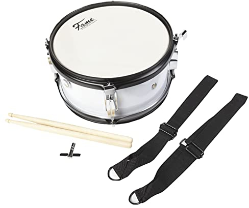 Fame Marching Snare 10x5 inkl. Gurt und Sticks, tragbare kleine Trommel, 1,8 kg, ideal für Musikvereine