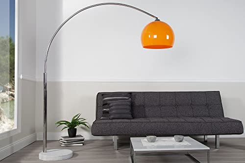 Licht-Erlebnisse Retro Lampe Beleuchtung 175cm höhenverstellbar beweglich Stehleuchte Chrom Orange Weiß Wohnzimmer