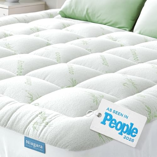 Niagara Ultra Soft Twin Size Mattress Topper - Viscose Made from Bamboo Pillow Top Mattress Pad for Back Pain Relief - Naturally Cooling for Hot Sleepers, Green