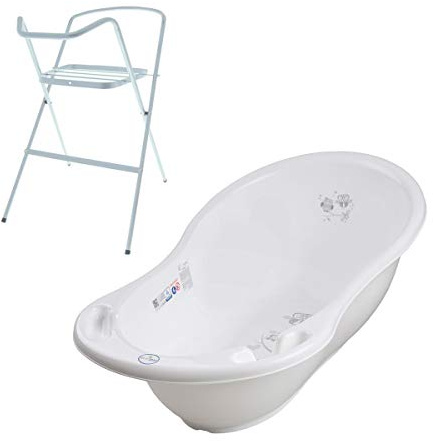 Baignoire bébé thermomètre intégré 86 cm Blanc Owls Avec pied