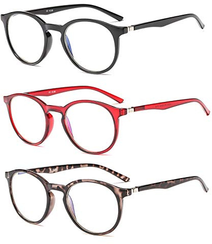 Suertree Anti Blue Light gafas de lectura 3 paquete ayuda visual gafas ópticas gafas de lectura para damas hombres JH252 3.5X