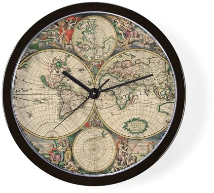 CafePress Antique World Map 10 Wall Clock for Livingroom, Kitchen, or Office