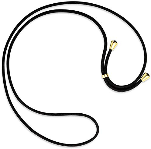 mtb more energy® Ersatz-Band für Handykette - schwarz - inklusive Endkappen (Gold) - hochwertige Austausch-Kordel - Band Seil Kette