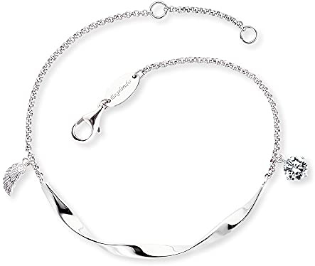 Engelsrufer Twist Damen Armband aus Sterling Silber mit kleinem Flügel und Zirkonia Anhänger - Karabinerverschluss - längenverstellbar - nickelfrei