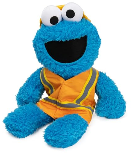 GUND Sesamstraße Offizieller Bauarbeiter Krümelmonster Muppet Plüsch, Premium-Plüschtier ab 1 Jahren, Blau/Orange, 33 cm