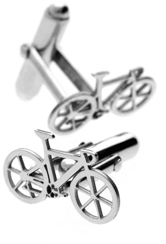 CODEONE Gemelos Bicicleta de Carretera | Acero Inoxidable en Color Plateado | Diseño Artesanal Deportivo | Gemelos Ciclismo | Estuche Regalo