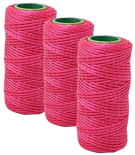 Dapetz ® 3 Pc Mason Line String Line, 70m Builders Building Nylon Brick Line Measuring Rope String for Gardening Or Masonry Tools,Twine String for Gardening,Pink