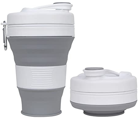 UNNESTAR Tasse de camping pliable avec paille en silicone - Tasse à café pliable - Bouteille de sport portable pour voyage en plein air - 600 ml