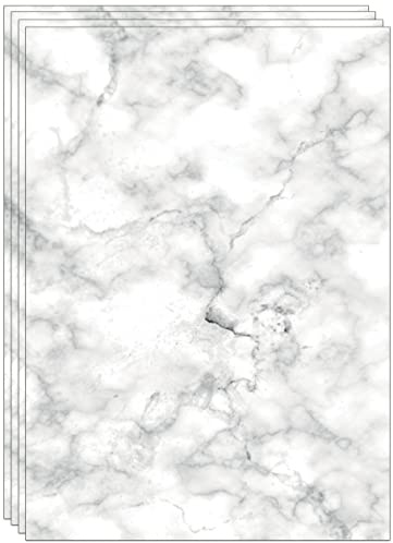60 A4 Blatt buntes Marmorpapier, beidseitig bedruckt 90GSM marmoriertes papier Marmor Weiss (Weiß)