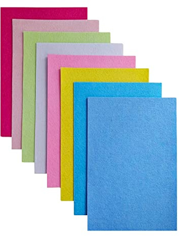 Jtnohx Tessuto Feltro Rigido Colore, 2 mm Fogli di Feltro per L'artigianato, 8 Pezzi 20x30 cm Tessuto Quadrato per Progetti Cucito(Serie Rosa Blu)
