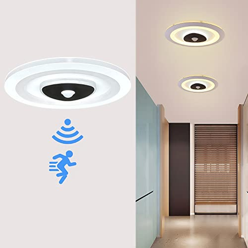 YNDD Deckenleuchte Flur LED mit Bewegungsmelder, Flurlampe mit Bewegungssensor Deckenlampe Innen Warmweiss 4500K Sensorleuchte Kellerlampe für Abstellkammer Treppe Veranda Garage Balkon Ø: 9.44 In