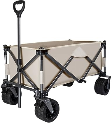 DRMEE Bollerwagen Zusammenklappbarer Mehrzweckwagen, Robust, Für Den Garten, Tragbarer Handwagen Mit Universalrad, Verstellbaren Griffen, Für Picknick, Camping, Sport Gartenanhänger (Color : A)