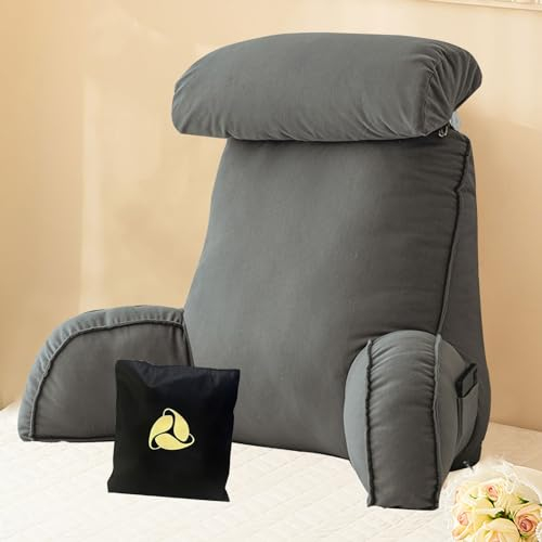 Bettruhe-Lesekissen, Großes Rückenlehnen-Lounge-Kissen für Erwachsene, Rückenlehne Bett, Rückenkissen Bett, Rückenstütze mit Armlehnen zum Sitzen im Bett zum Entspannen beim Fernsehen 75cm×40cm×58cm